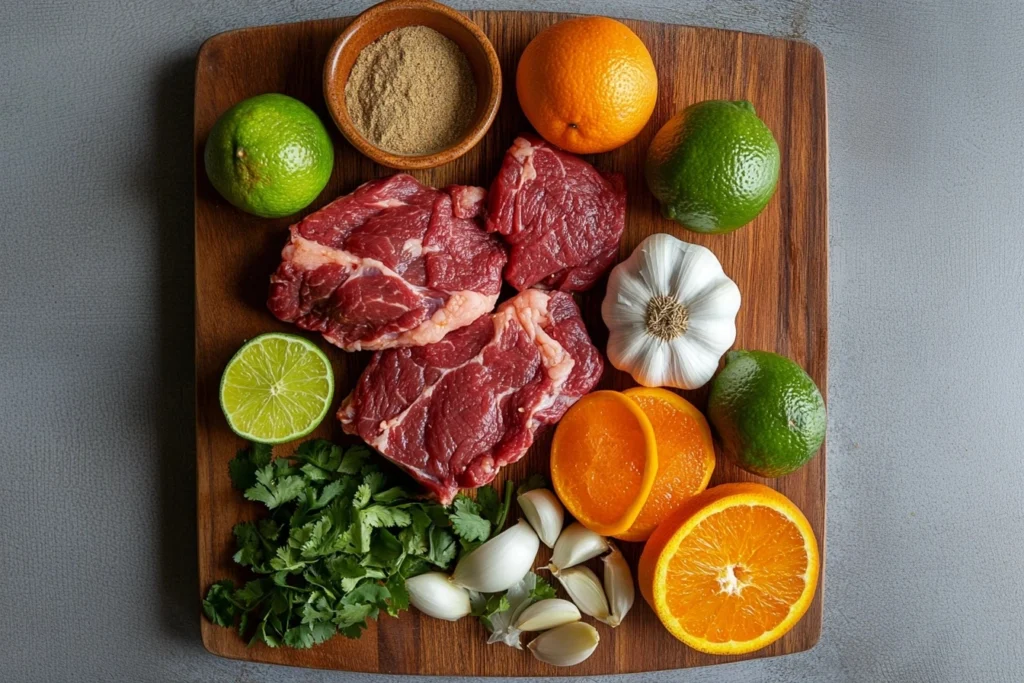 Ingredients for making Taco Achiote Beef