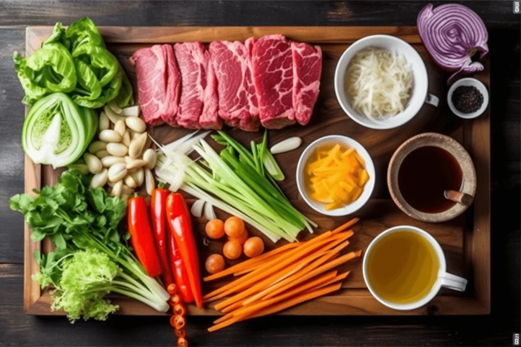 Ingredients for beef chop suey