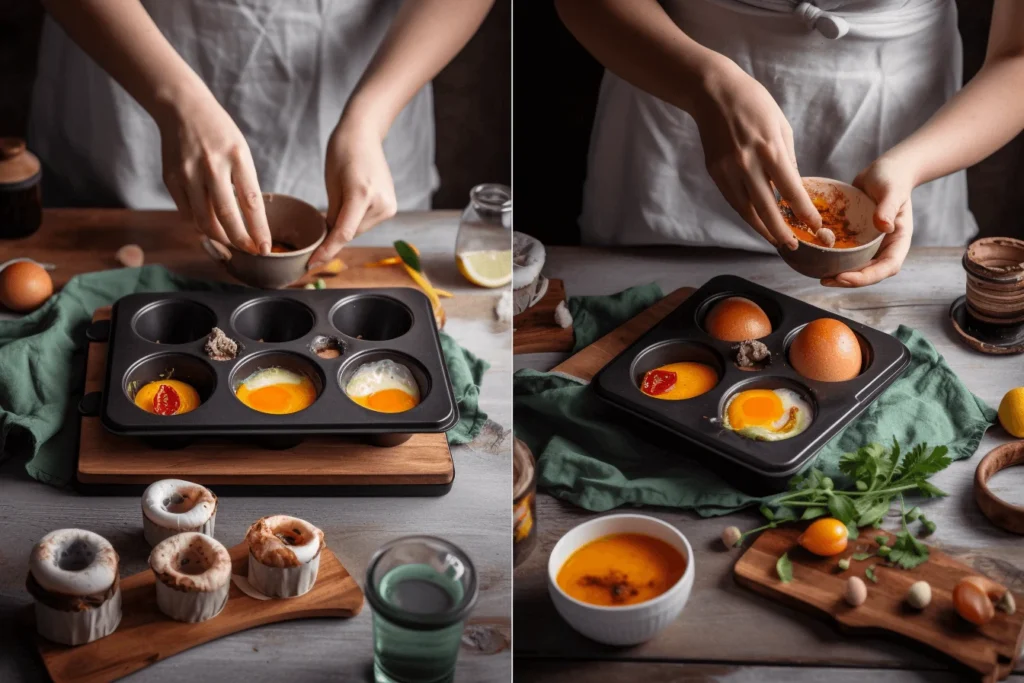 Step-by-step process for making egg muffins