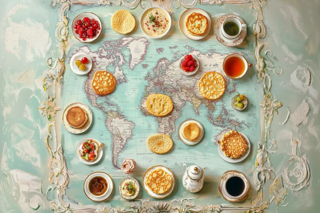 A world map showcasing crumpet variations in different countries.