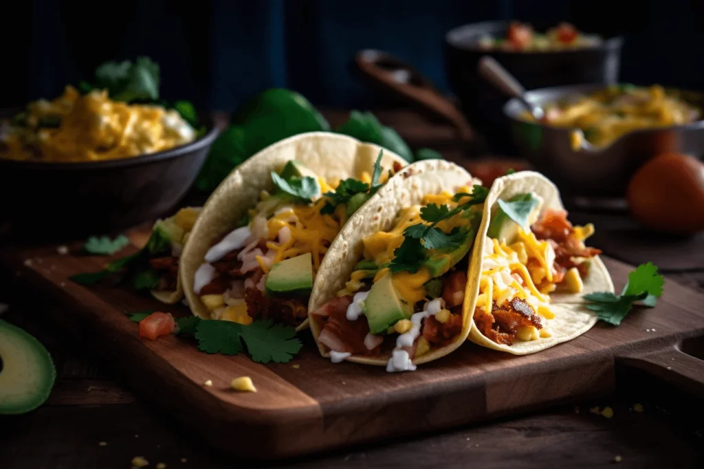 Delicious Breakfast Tacos on Rustic Table